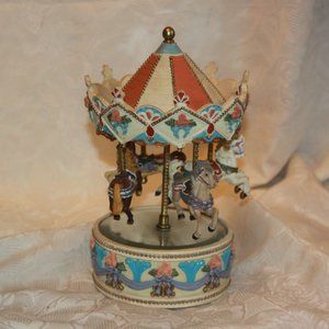 ❤️SOLD Vintage Music Box Carousel Horse Mirrored Base 11" x 6"
